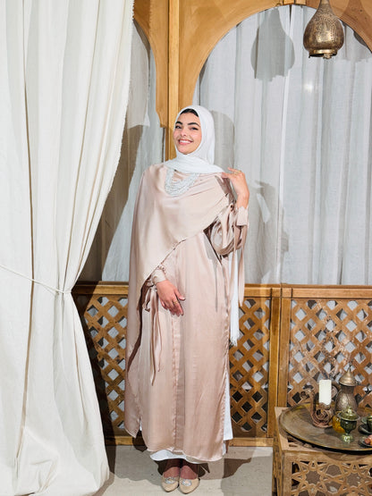 Zina Shawl Kaftan In Beige