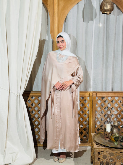 Zina Shawl Kaftan In Beige