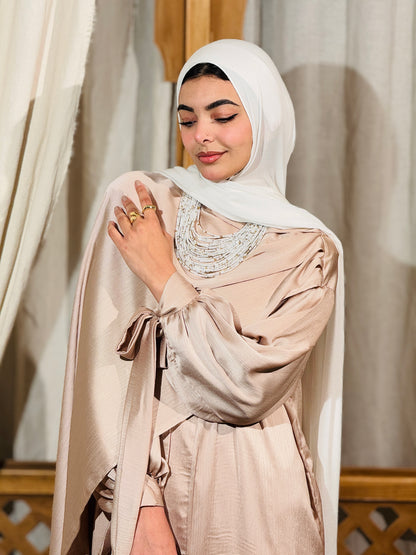 Zina Shawl Kaftan In Beige