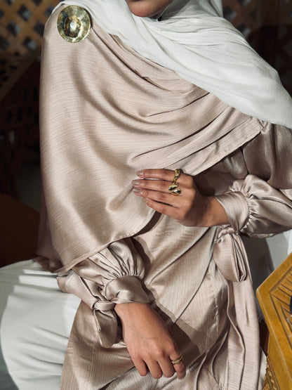 Zina Shawl Kaftan In Beige