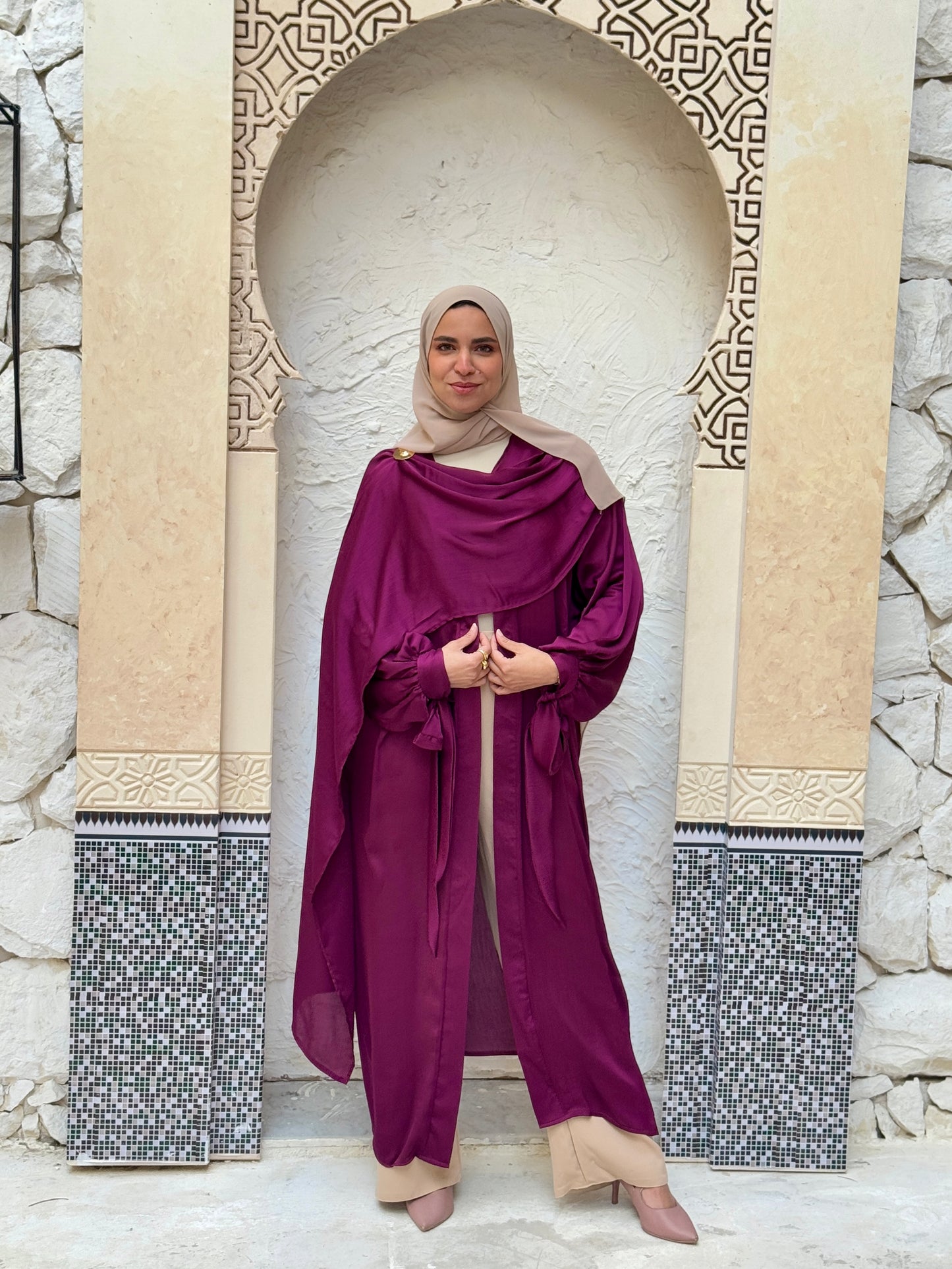 Zina Shawl Kaftan In Berry