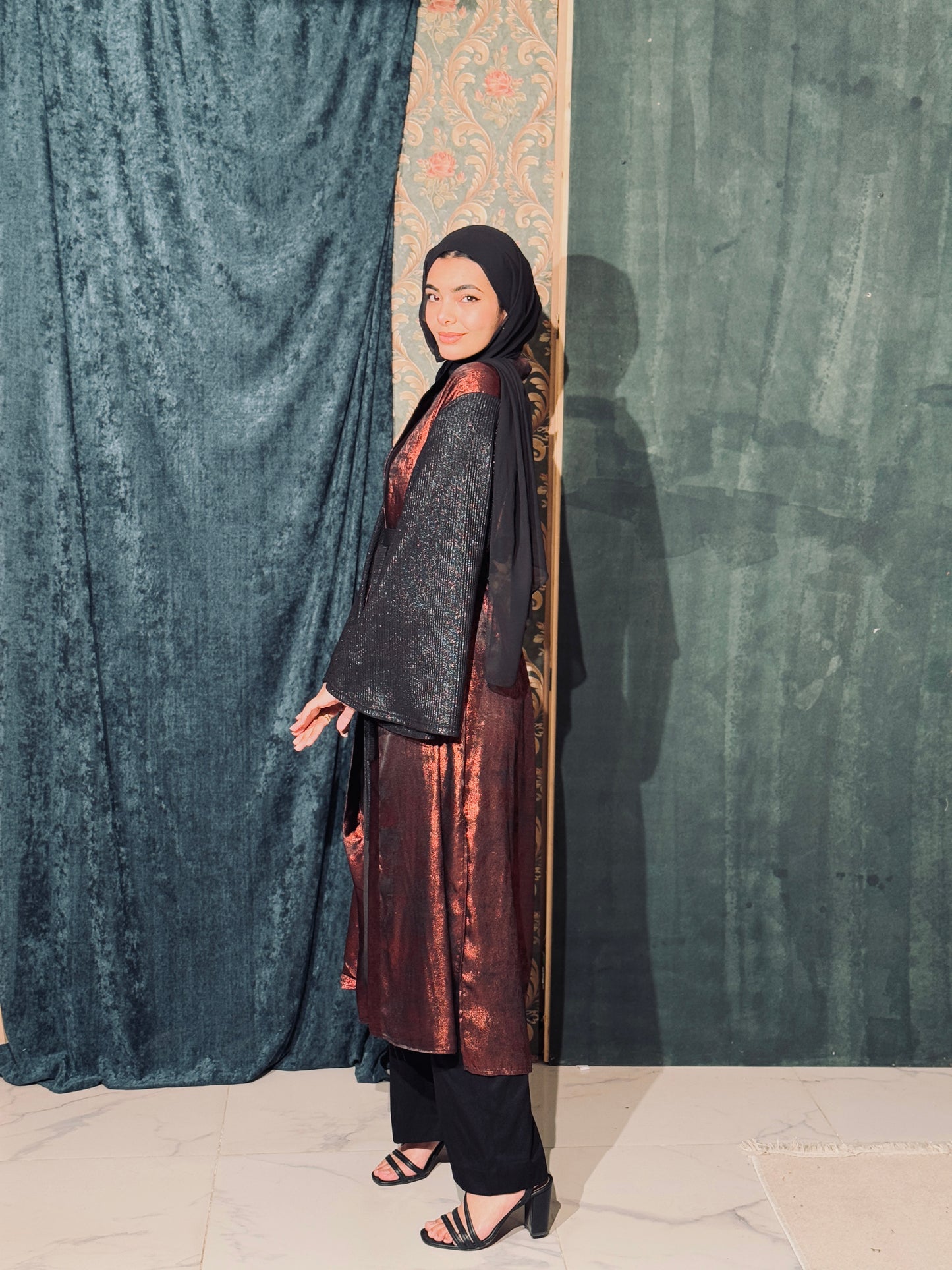 Najm Kaftan In Burgundy