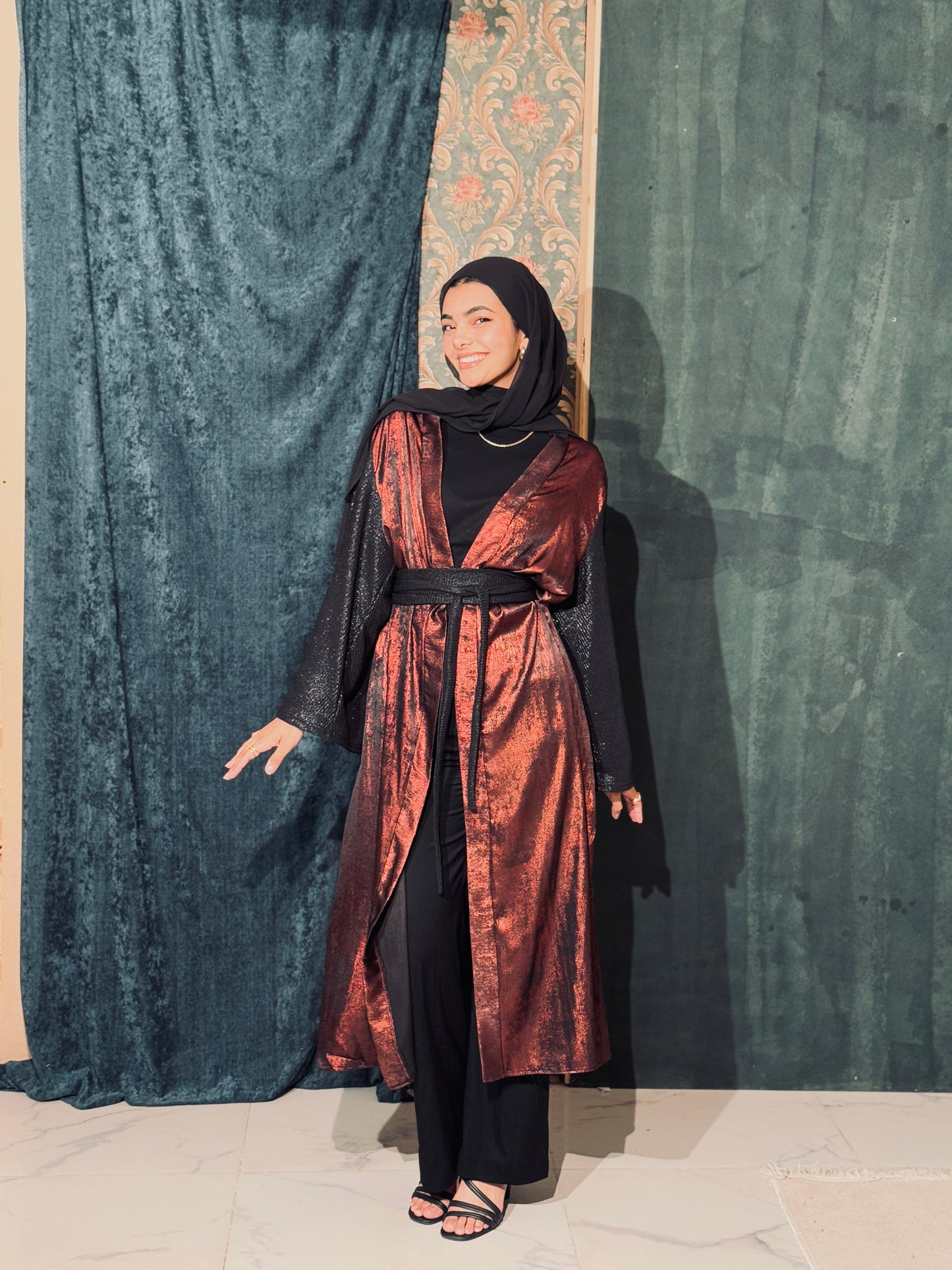 Najm Kaftan In Burgundy